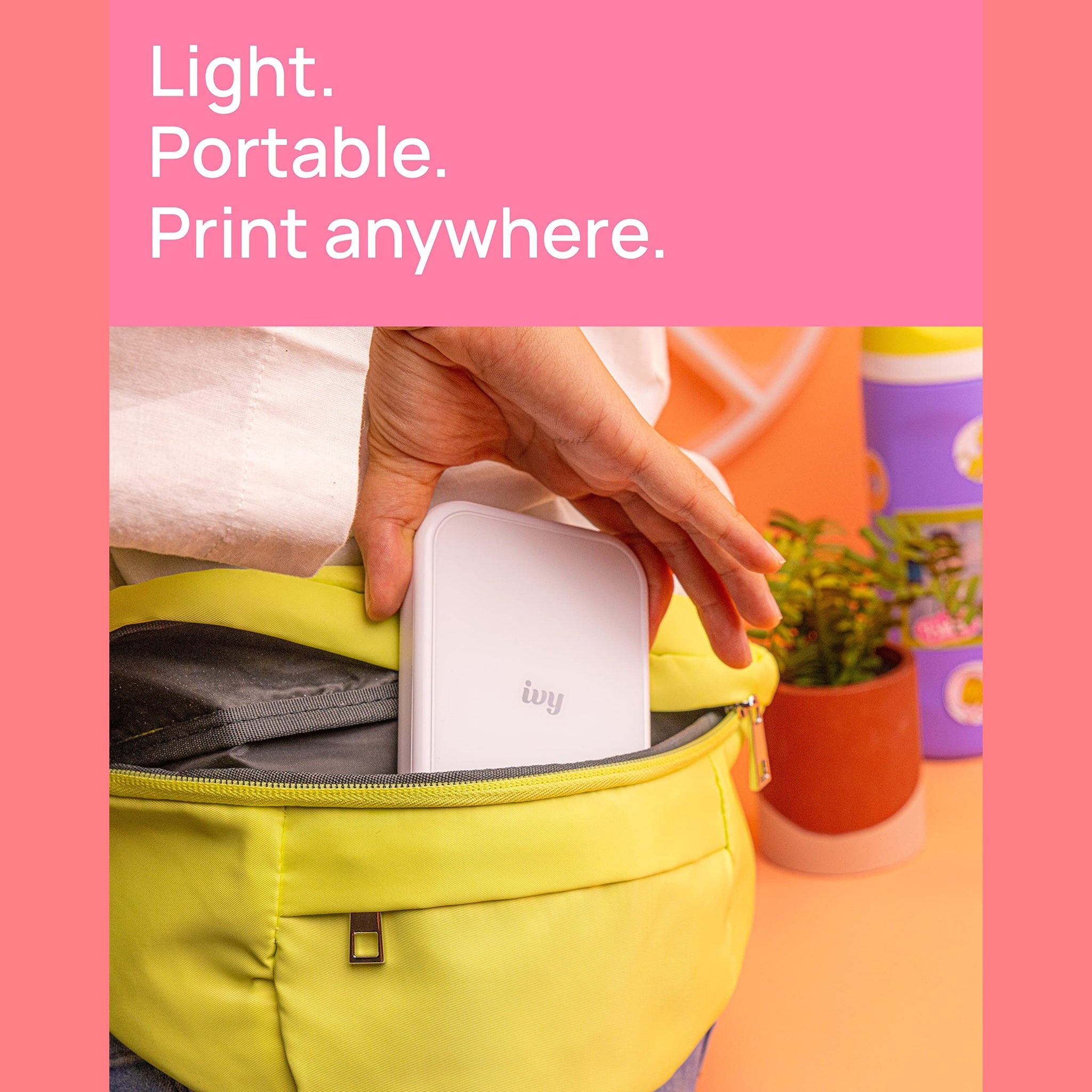 Canon Ivy 2 Mini Photo Printer, Print from Compatible iOS & Android Devices, Sticky-Back Prints, Pure White