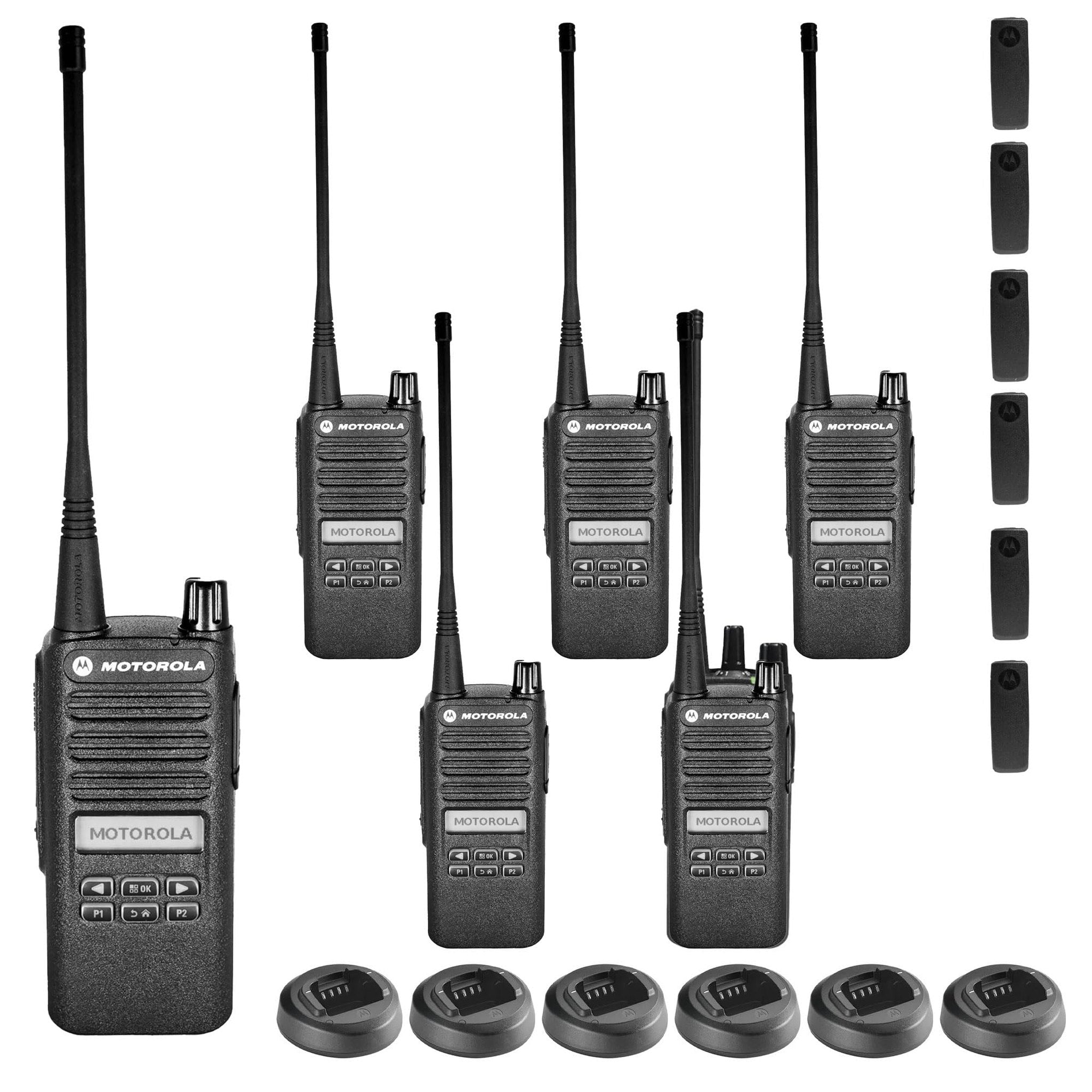 Motorola CP100D Analog UHF Portable Two Way Radio With Display and Limited Keypad, - 6 Pack Bundle Motorola Solutions