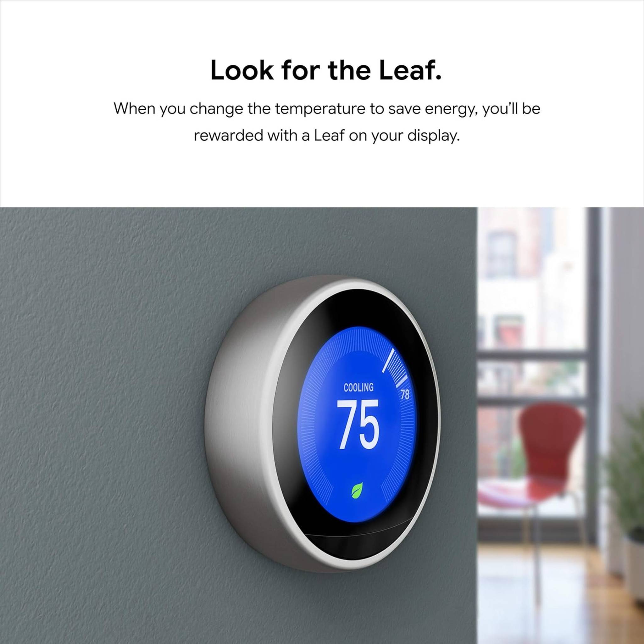 Google Nest Learning Smart Thermostat with Wi-Fi Compatibility 3rd Generation - Stainless Steel T3007ES