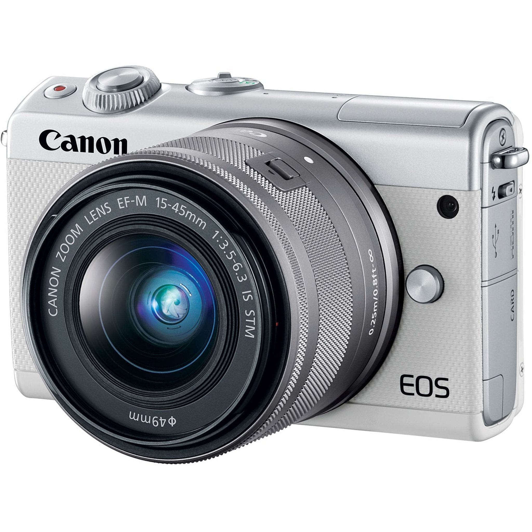 Canon EOS M100 Mirrorless Digital Camera White with 15-45mm Lens Padded Case Bundle
