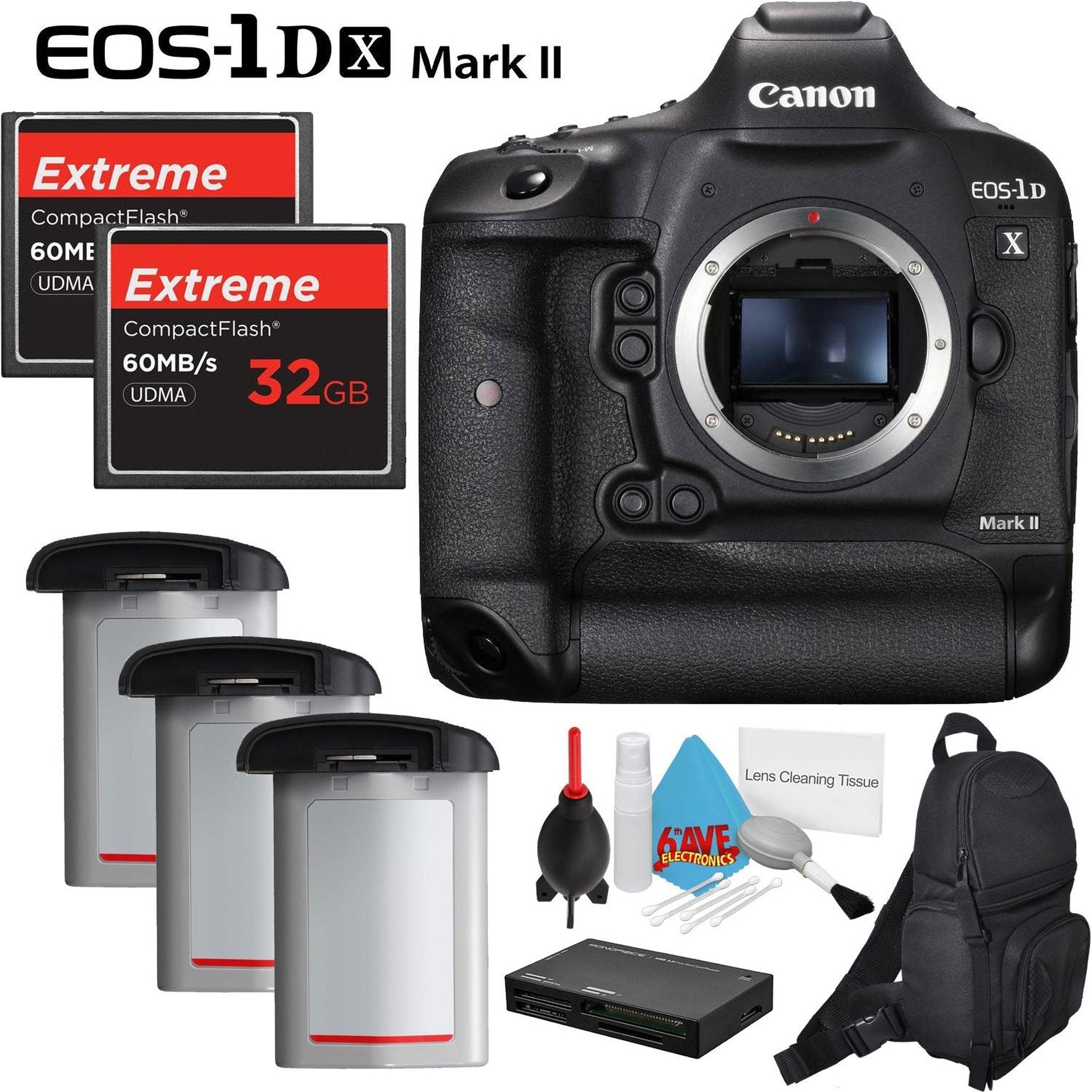 Canon EOS 1Ds Mark II DSLR Camera Two 32GB Extreme CF Memory Cards Two Extra Batteries International Model Kit Canon