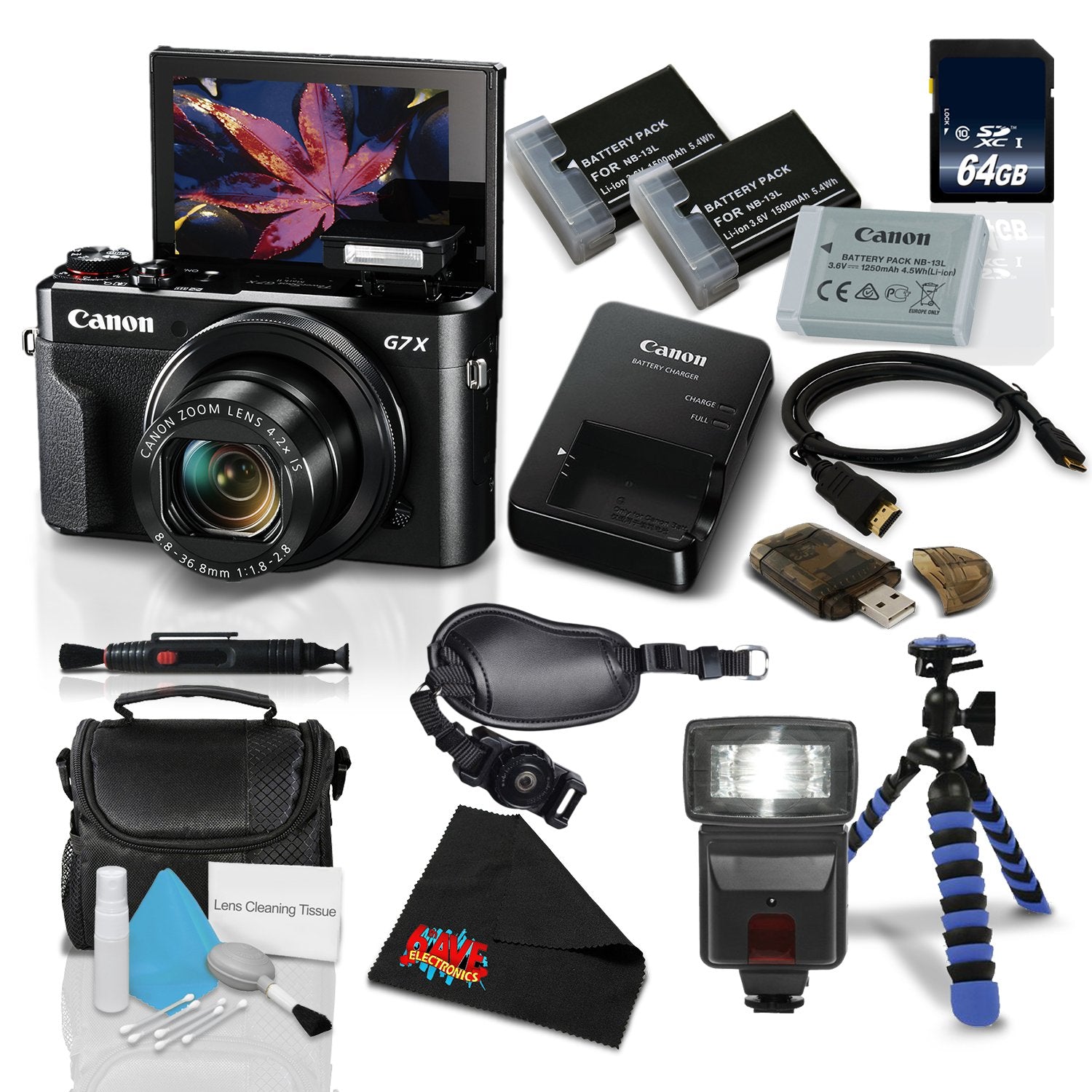 Canon PowerShot G7 X Mark II Digital Camera w/1 Inch CMOS Sensor and Tilt LCD Screen Touchscreen- Deluxe Bundle (1066C00
