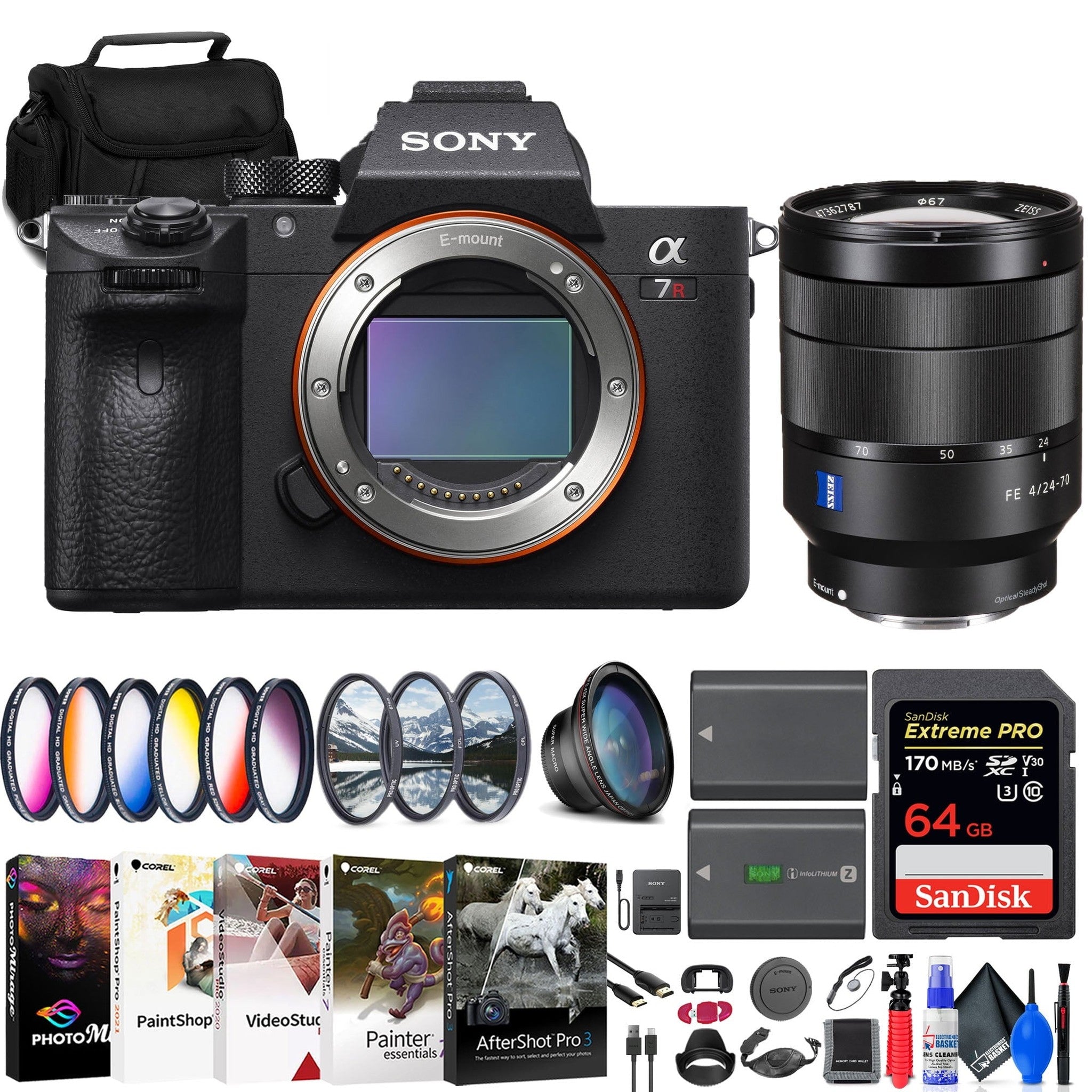 Sony a7R IIIA Mirrorless Camera + Sony FE 24-70mm Lens + 64GB Card + More Sony