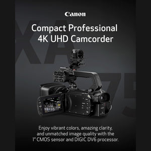 Canon XA75 Professional Camcorder, 4K UHD Video to Shoot, Record, Stream, 15x Optical Zoom Lens, 3G SDI & XLR Terminal, Black