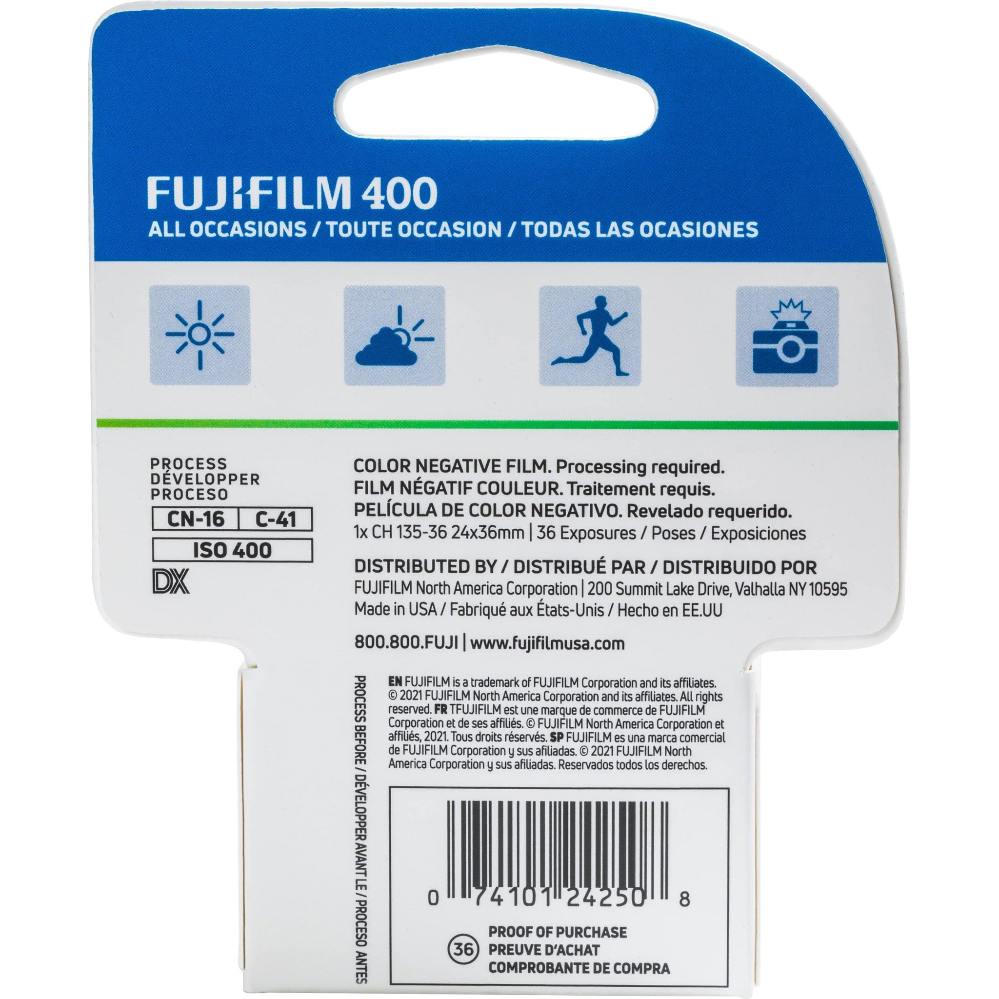 Fujifilm 600022184 400 Color Negative Film 35mm Roll Film, 36 Exposures Fujifilm