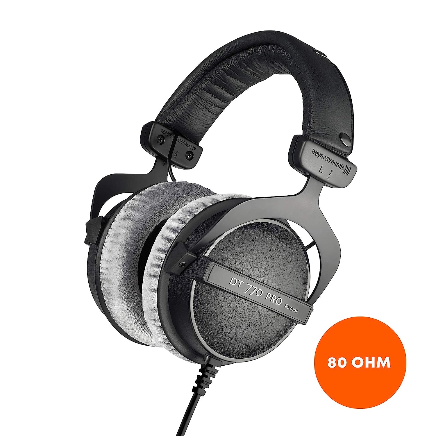 Beyerdynamic DT 770 PRO 80 Ohm Studio Headphone - Wire Straps - USB Card Reader - Headphone Cleaner 4oz Base Bundle