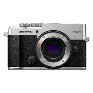 OM SYSTEM Pen Body Silver Mirrorless Camera Compact Weather-Sealed Creative Profile 4K Video AI Autofocus Image Stabilization for Everyday and Travel Photography.
