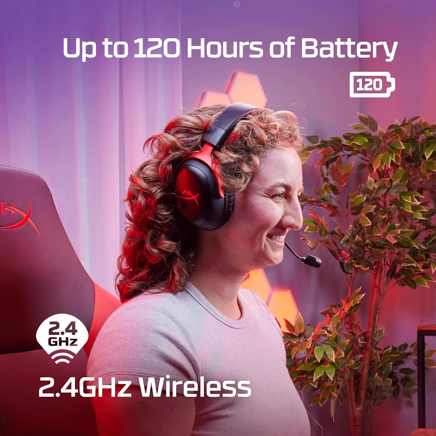 HyperX Cloud III Wireless â€“ Gaming Headset for PC, PS5, PS4, up to 120-hour Battery, 2.4GHz Wireless, DTS Spatial Audio, 53mm Angled Drivers, Memory Foam, Durable Frame, 10mm Microphone, Black/Red