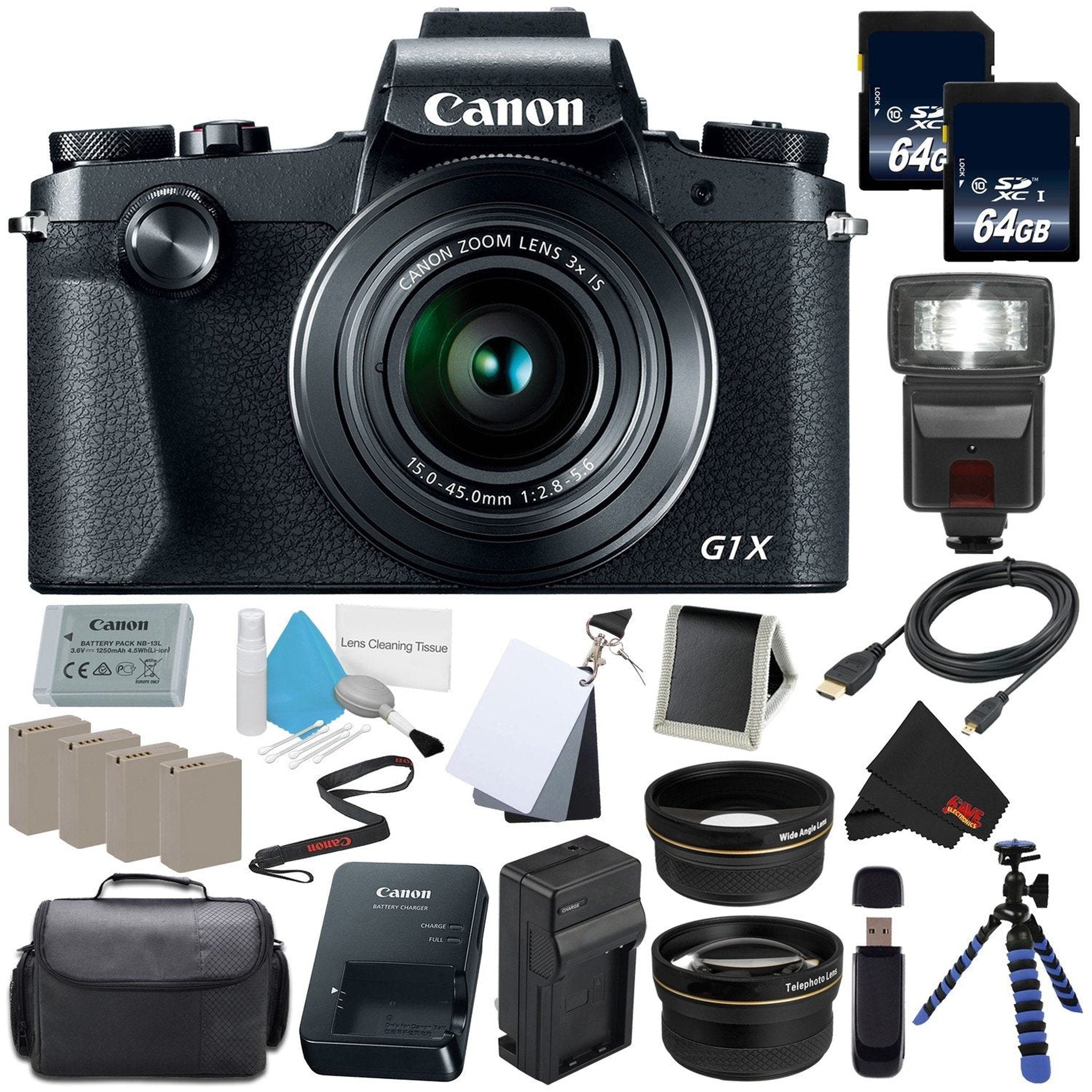 6Ave Canon PowerShot G1 X Mark III Digital Camera #2208C001 International Version (No Warranty) + Replacement Lithium Io