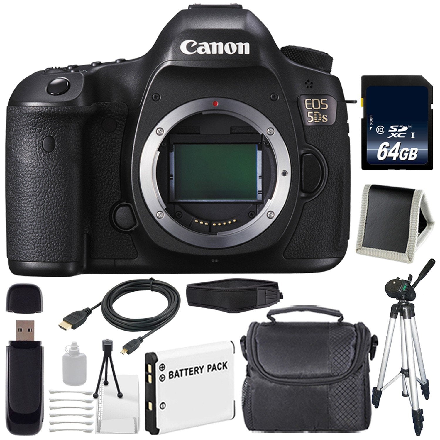 Canon EOS 5DS DSLR Camera International Model 0581C002 + LP-E6 Battery + 64GB Memory Card Ultimate Bundle