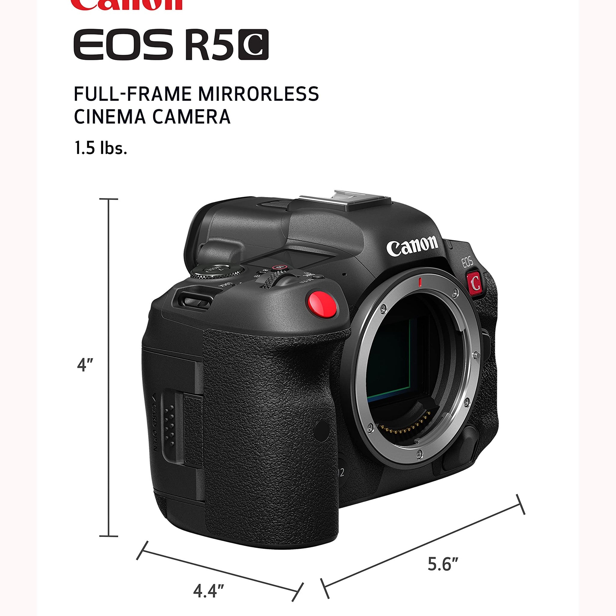 Canon EOS R5 C Mirrorless Camera Body Only , 45 Megapixel CMOS Sensor, Hybrid Full-Frame Cinema Camera, 8K/60P Internal RAW Recording, RF Mount, Black