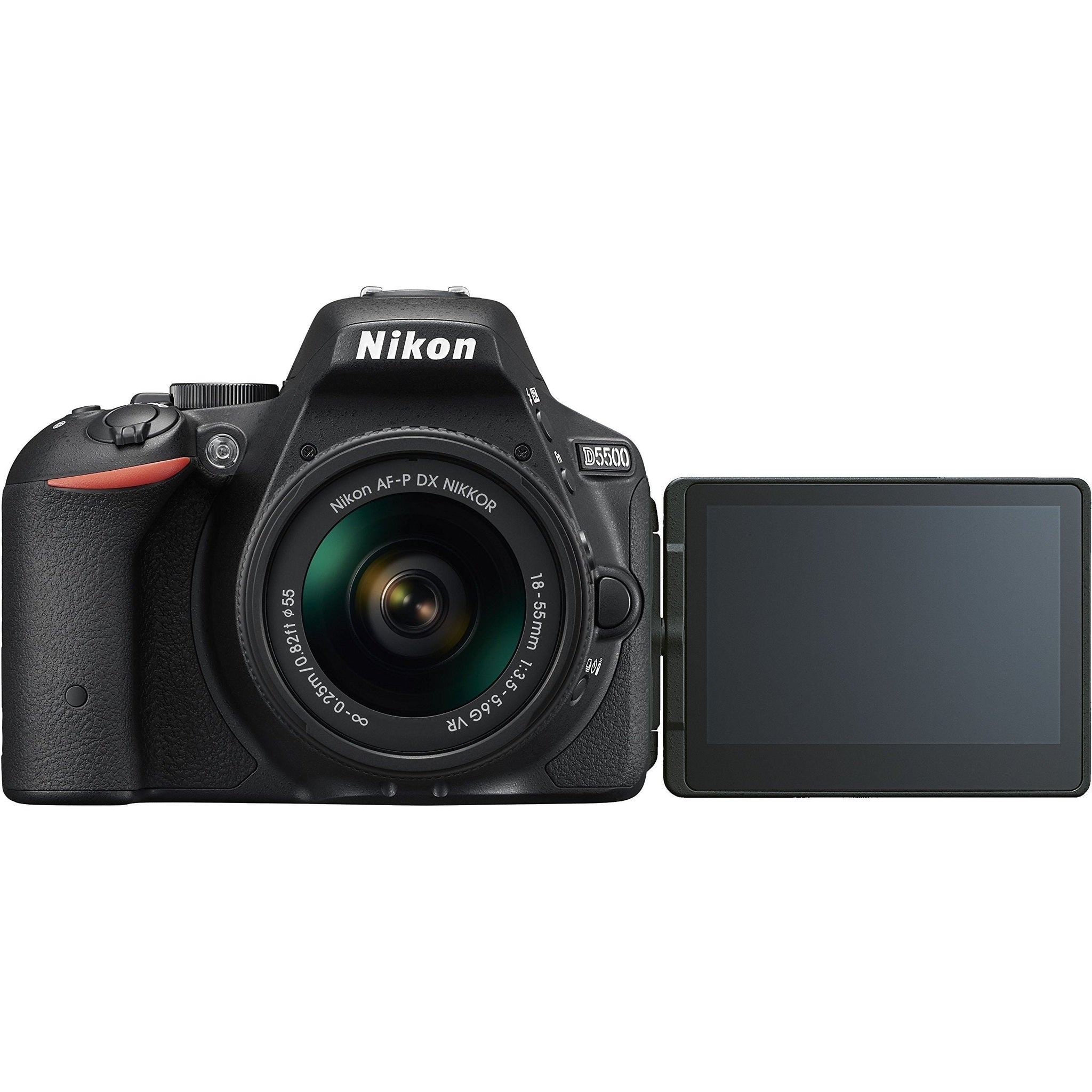 Nikon D5500 Digital SLR Camera - Black 24.2 MP, AF-P 18-55mm VR Lens Kit 3-Inch LCD Screen - International Version No - Used Nikon