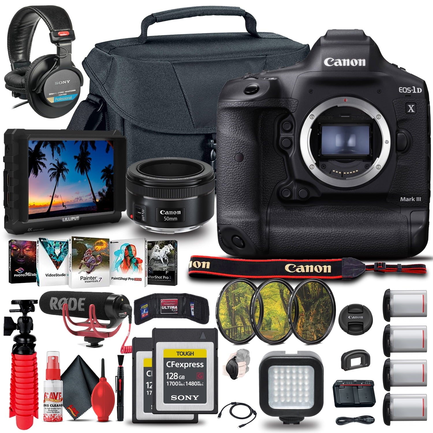 Canon EOS-1D X Mark III DSLR Camera (Body Only) (3829C002) + 4K Monitor + Extra Battery