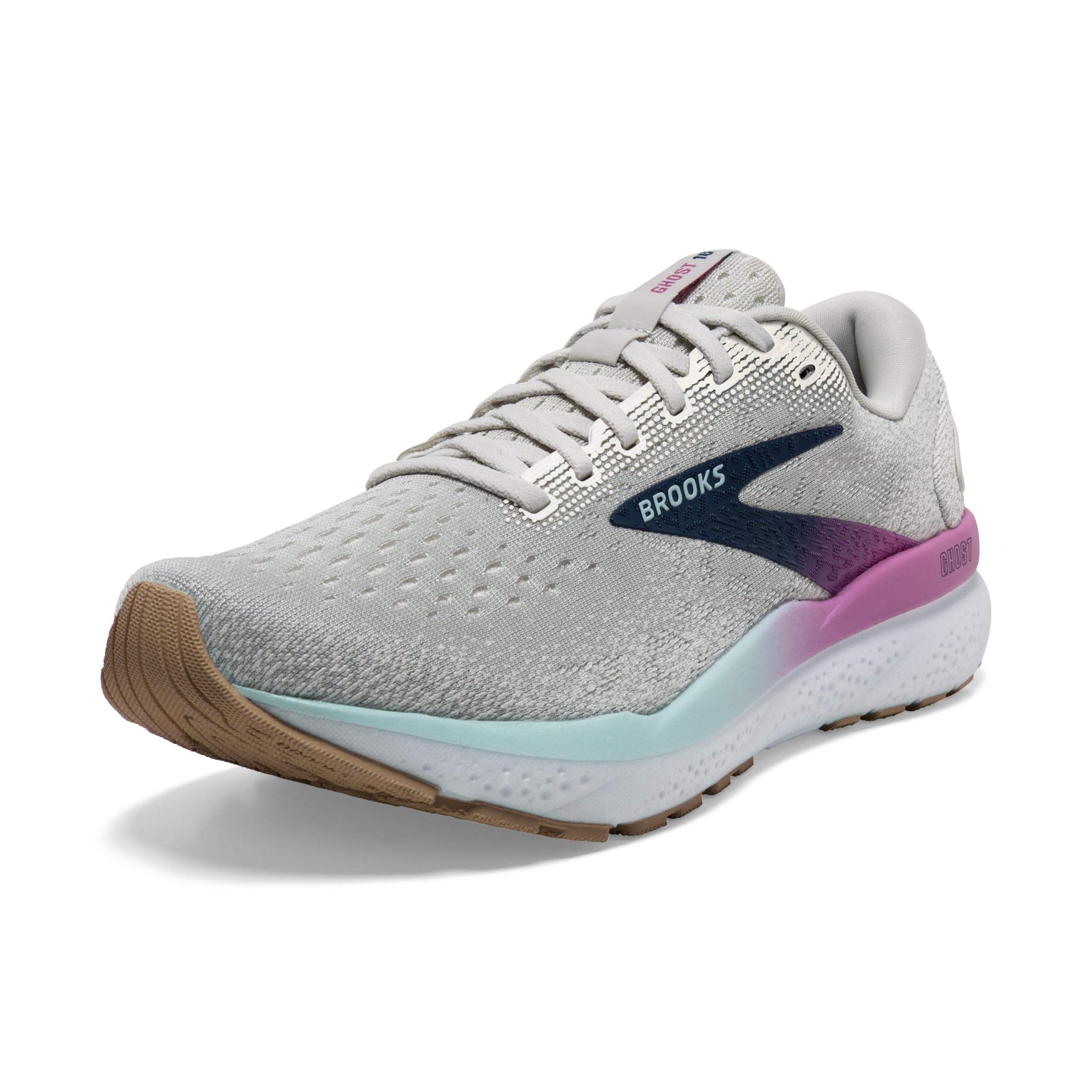 Brooks Women’s Ghost 16 Neutral Running Shoe - White/Grey/Estate Blue - 9 Medium