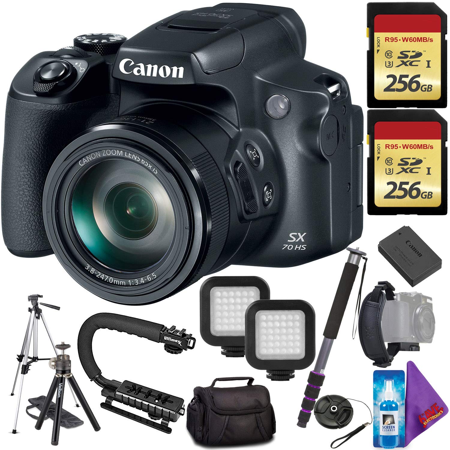 Canon PowerShot SX70 HS Digital Camera International Model Accessory Bundle