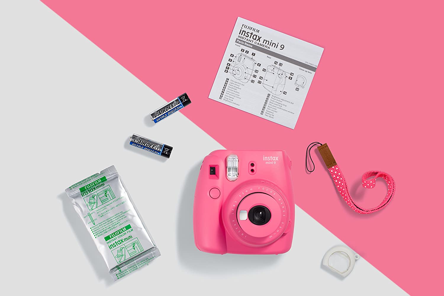 Fujifilm Instax Mini 9 Instant Film Camera with 10 Shots - Flamingo Pink