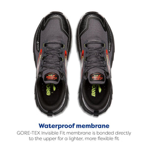 Brooks Men’s Cascadia 18 GTX Waterproof Mountain Trail Running Shoe - Blackened Pearl/Black/Tomato - 9.5 Medium