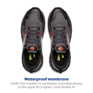 Brooks Men’s Cascadia 18 GTX Waterproof Mountain Trail Running Shoe - Blackened Pearl/Black/Tomato - 8.5 Medium