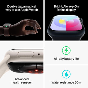 Apple Watch Series 9 GPS 41mm Smartwatch with Silver Aluminum Case with Winter Blue Sport Loop. Carbon Neutral - Reconditioned Apple