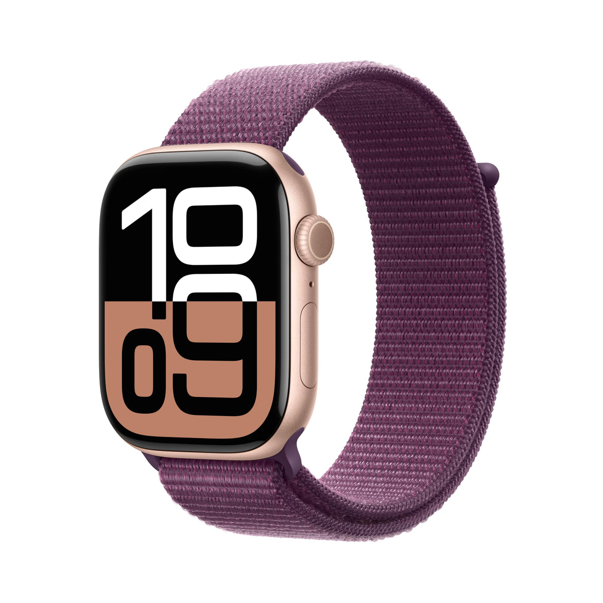 Apple Watch Series 10 GPS 46mm case Smartwatch with Rose Gold Aluminium Case with Plum Sport Loop. Fitness Tracker, ECG App, Always-On Retina Display, Carbon Neutral - Reconditioned
