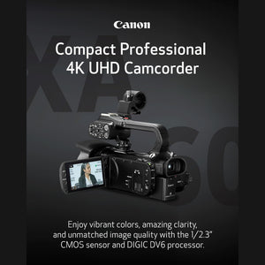 Canon XA60 Professional UHD 4K Camcorder with LCD Touchscreen and 20x Optical Zoom Lens Black