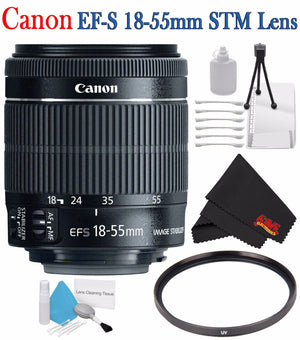 Canon EF-S 18-55mm f/3.5-5.6 IS STM Lens 8114B002 + 58mm UV Filter + Deluxe Starter Kit + Deluxe 3pc Lens Cleaning Kit Bundle