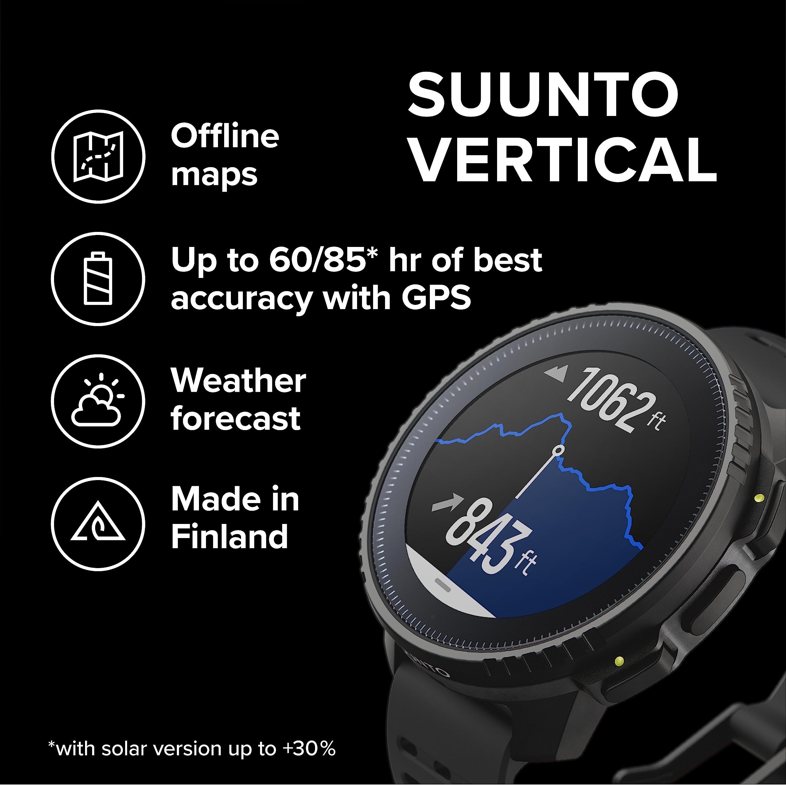 SUUNTO Vertical: Adventure GPS Watch, Large Screen, Offline Maps,