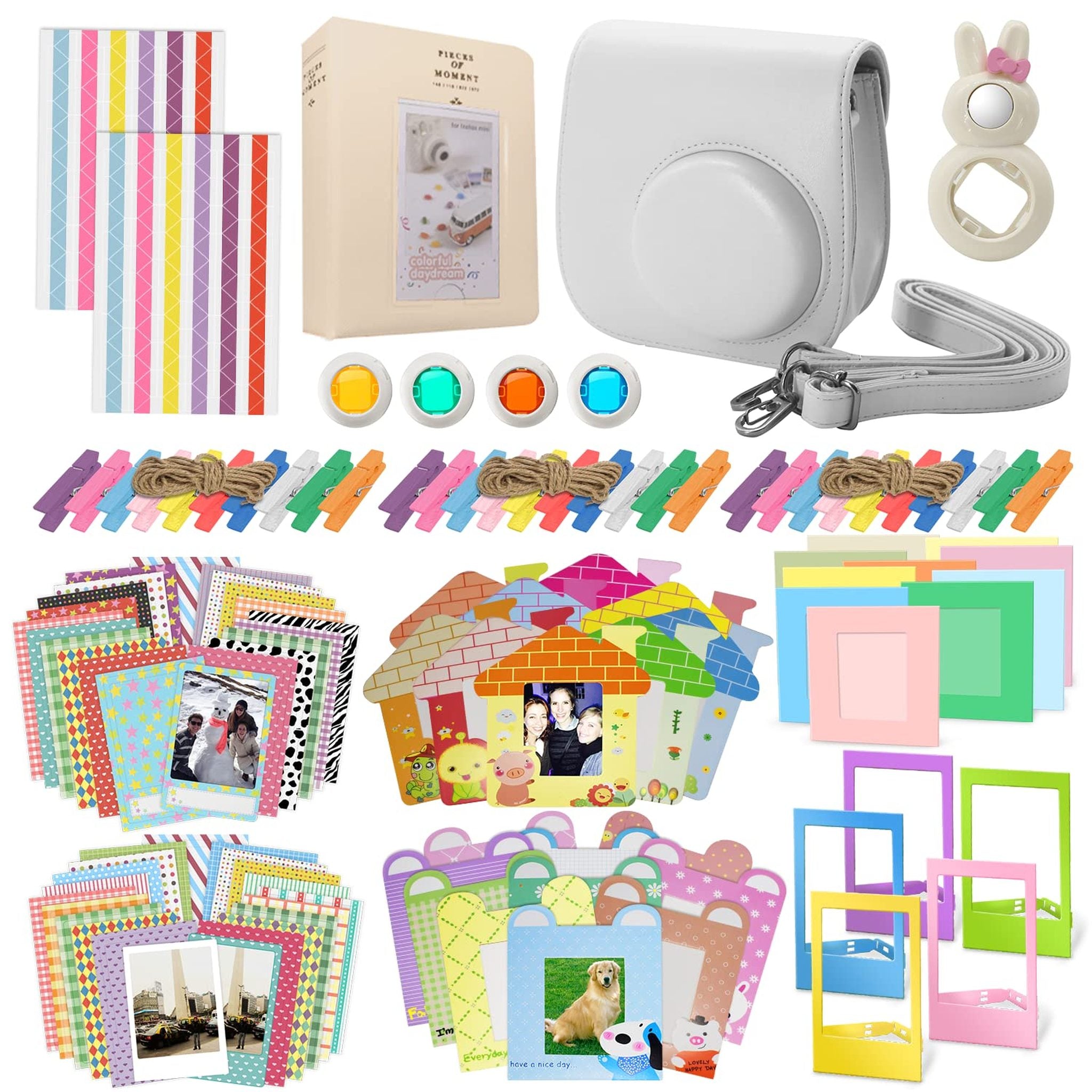 Xpix Accessory Kit for Fujifilm Instax Mini 8, 8+ & 9 Includes, Brown Case, Album, Selfie Mirror, Colored Close up Lenses, 40 Film Frames, 12 Color Markers & Complete Bundle XPIX