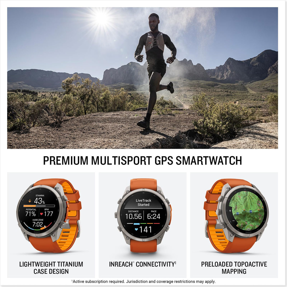 Garmin fēnix® 9 Pro, inReach®, Titanium, 51mm, Autumn Orange/Spark Orange
