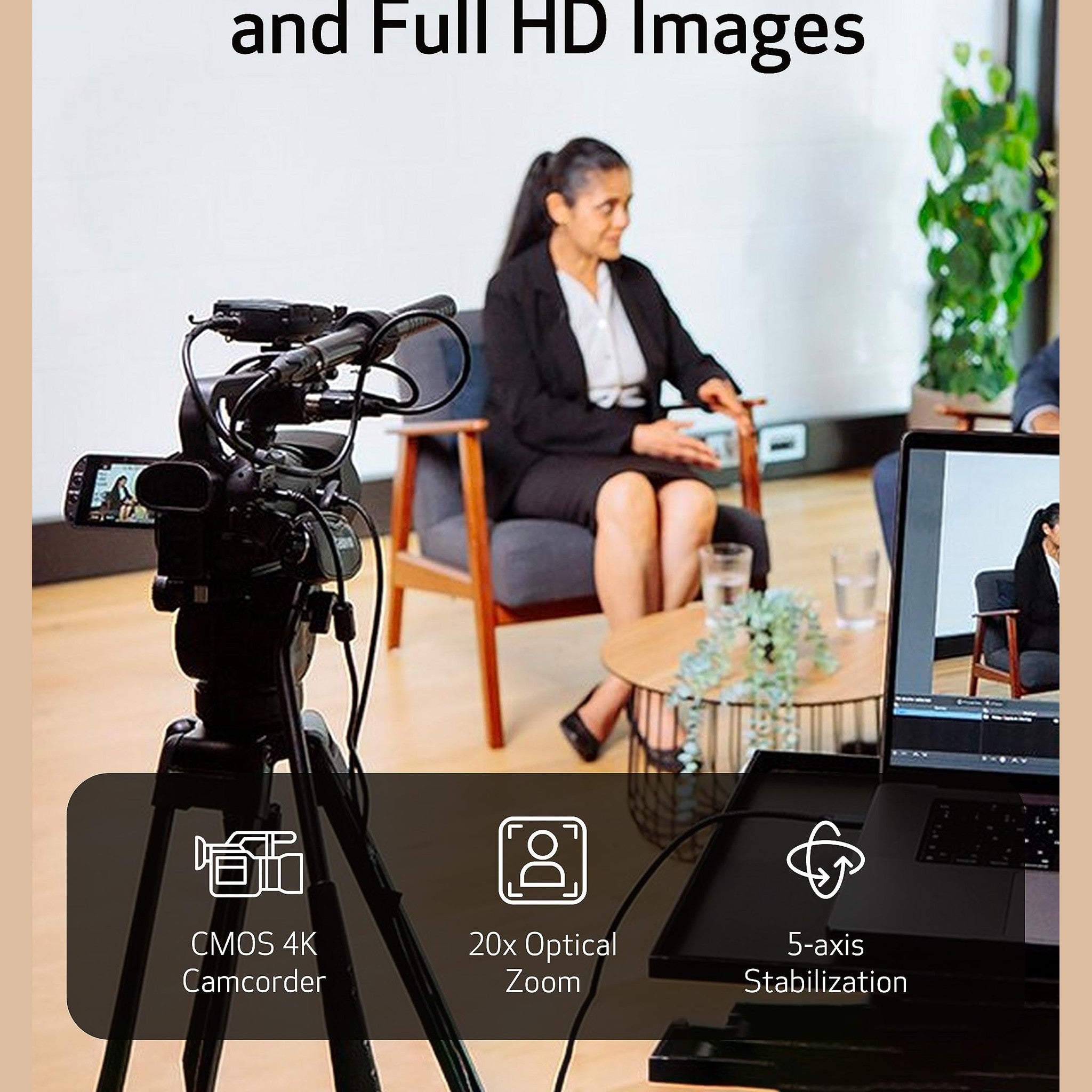 Canon XA65 Pro Camcorder 1/2.3" 4K UHD CMOS Sensor, 20x Optical Zoom, 800x Digital Zoom, Image Stabilization, 3G-SDI, HDMI, USB Live Streaming, Time Stamp On-Screen Display Recording, XLR Audio Inputs