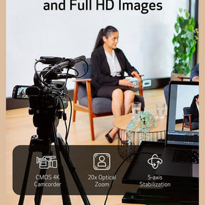 Canon XA65 Pro Camcorder 1/2.3" 4K UHD CMOS Sensor, 20x Optical Zoom, 800x Digital Zoom, Image Stabilization, 3G-SDI, HDMI, USB Live Streaming, Time Stamp On-Screen Display Recording, XLR Audio Inputs