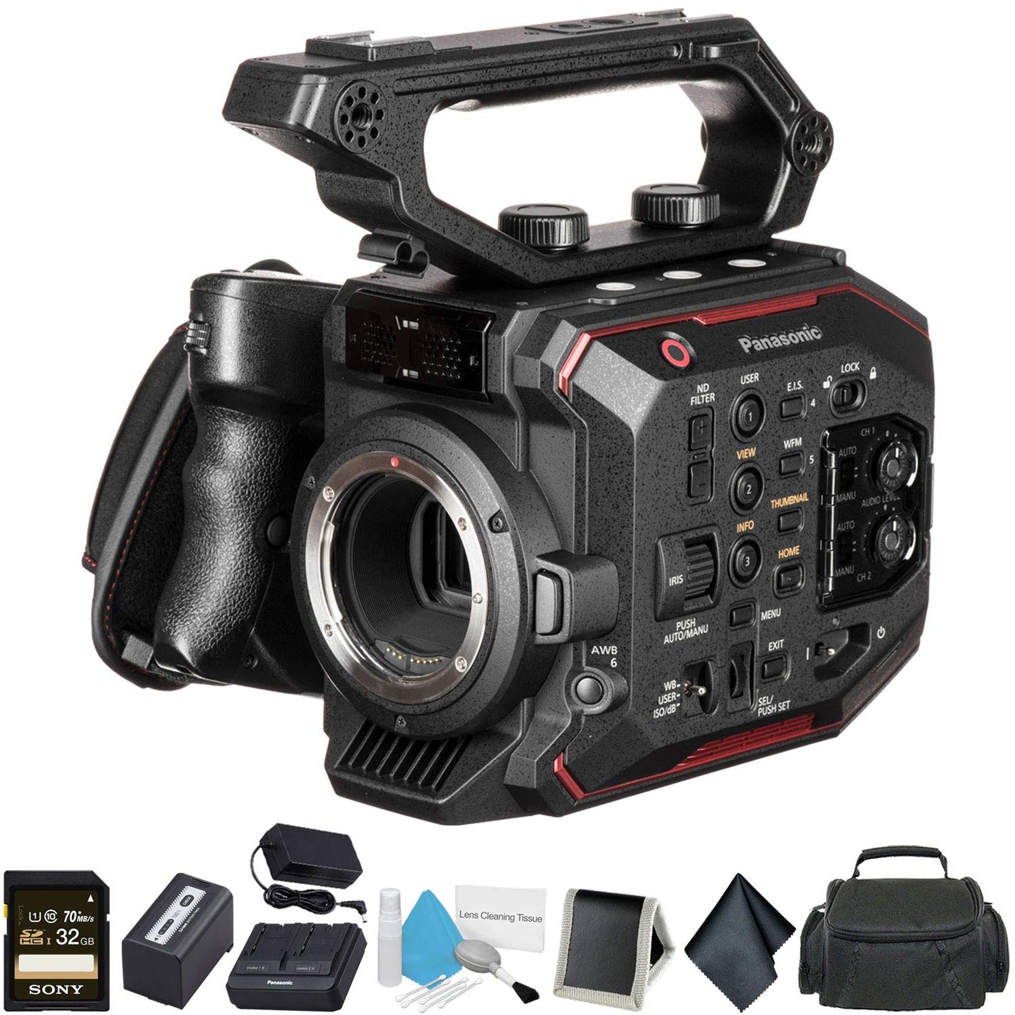 Panasonic AU-EVA1 Compact 5.7K Super 35mm Handheld Cinema Camera Body AU-EVA1PJ - Bundle with 32GB Memory Card + Carrying Case