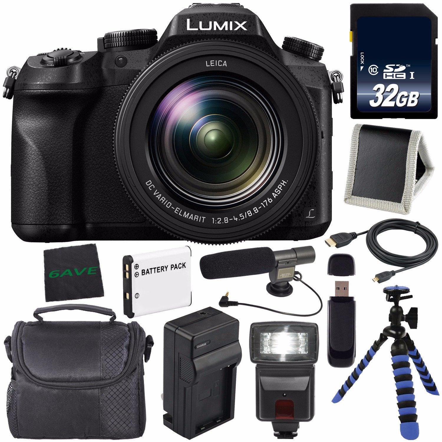 Panasonic Lumix DMC-FZ2500 Digital Camera DMC-FZ2500 (International Model) + Lithium Ion Battery + Charger + 32GB Memory