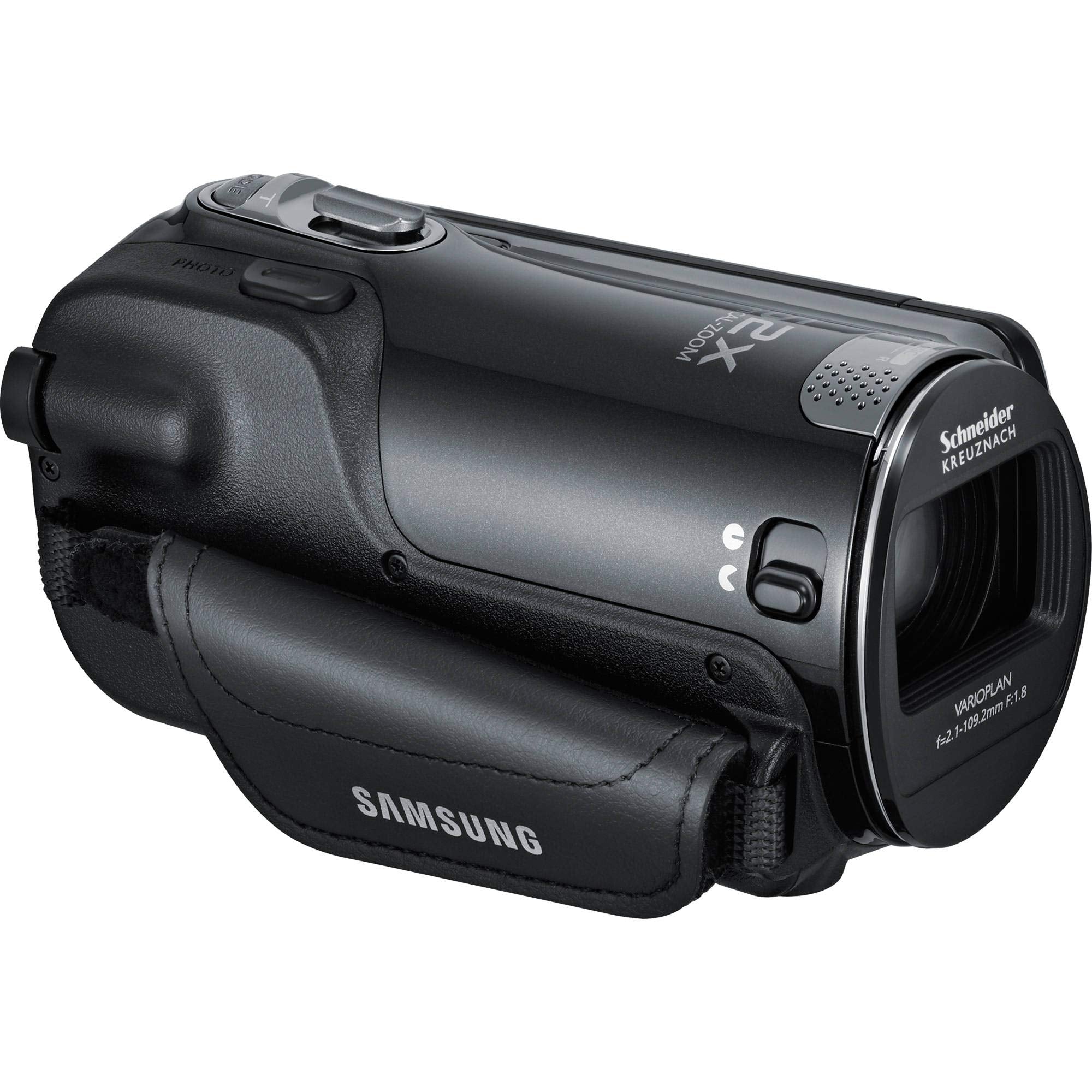 Samsung HMX-F90 Black Camcorder + 8GB mSDXC C10 Memory Card + Rode Microphone + Hands-Free Shoulder Mount Stabilizer + Stabilizing Handle/Video Grip