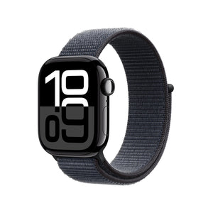 Apple Watch Series 10 GPS 42mm case Smartwatch with Jet Black Aluminium Case with Ink Sport Loop. Fitness Tracker, ECG App, Always-On Retina Display, Carbon Neutral Apple