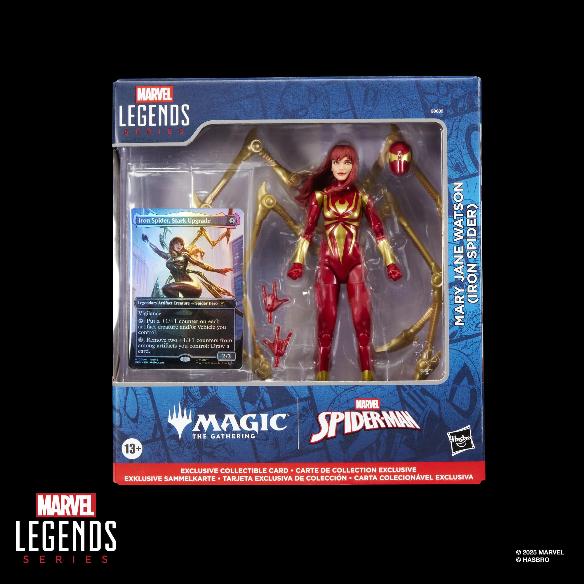 Spider-Man Marvel Legends Series Magic: The Gathering Mary Jane Watson (Iron Spider), 6-Inch Action Figure & Exclusive Foil Collectible Card Game Trading Card