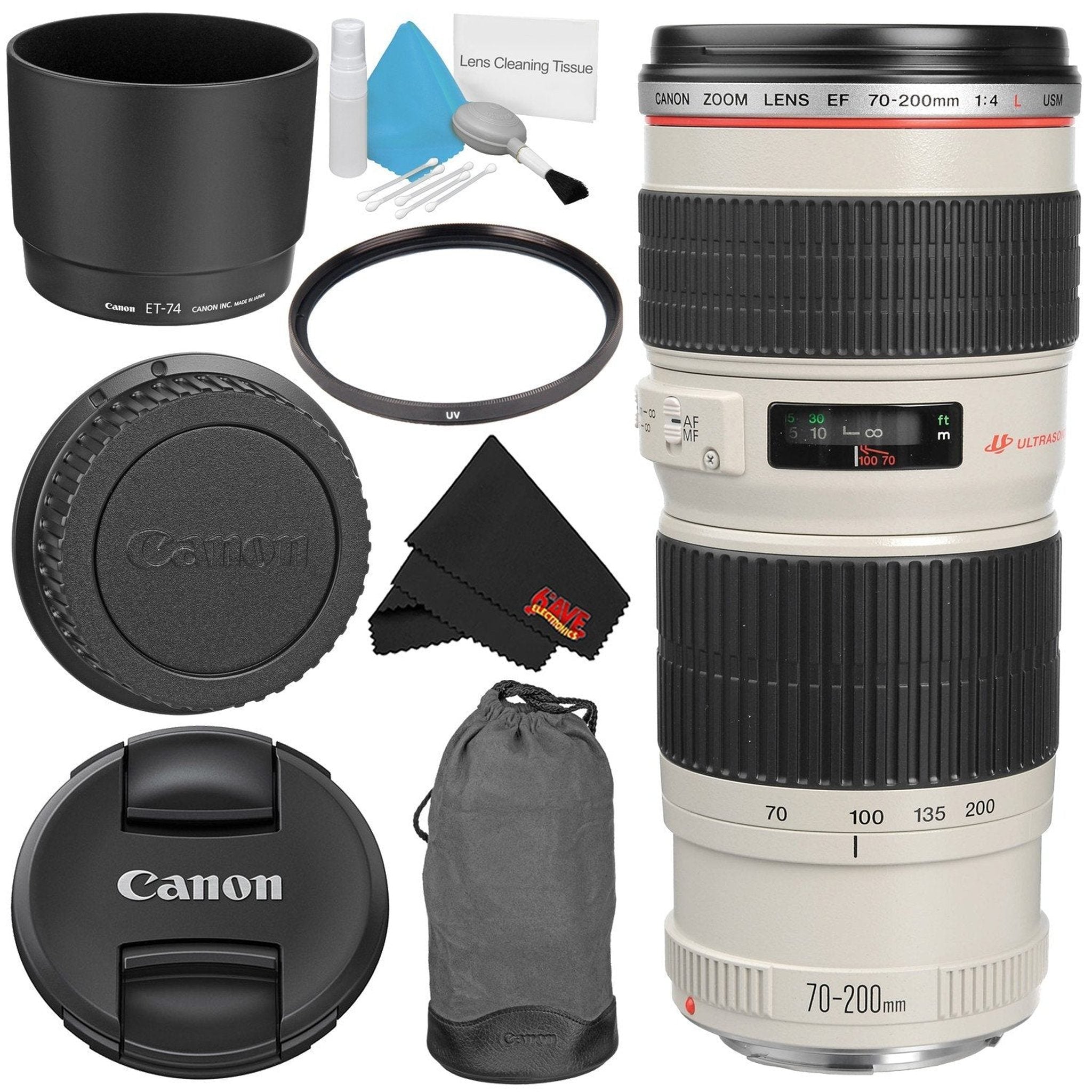 Canon EF 70-200mm f/4L USM Telephoto Zoom Lens Bundle for Canon SLR Digital Cameras Intl Model - Starter Canon