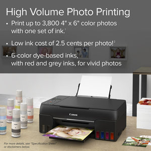 Canon PIXMA G620 Wireless MegaTank Photo All-in-One Printer Print, Copy, Scan , Black,Works with Alexa