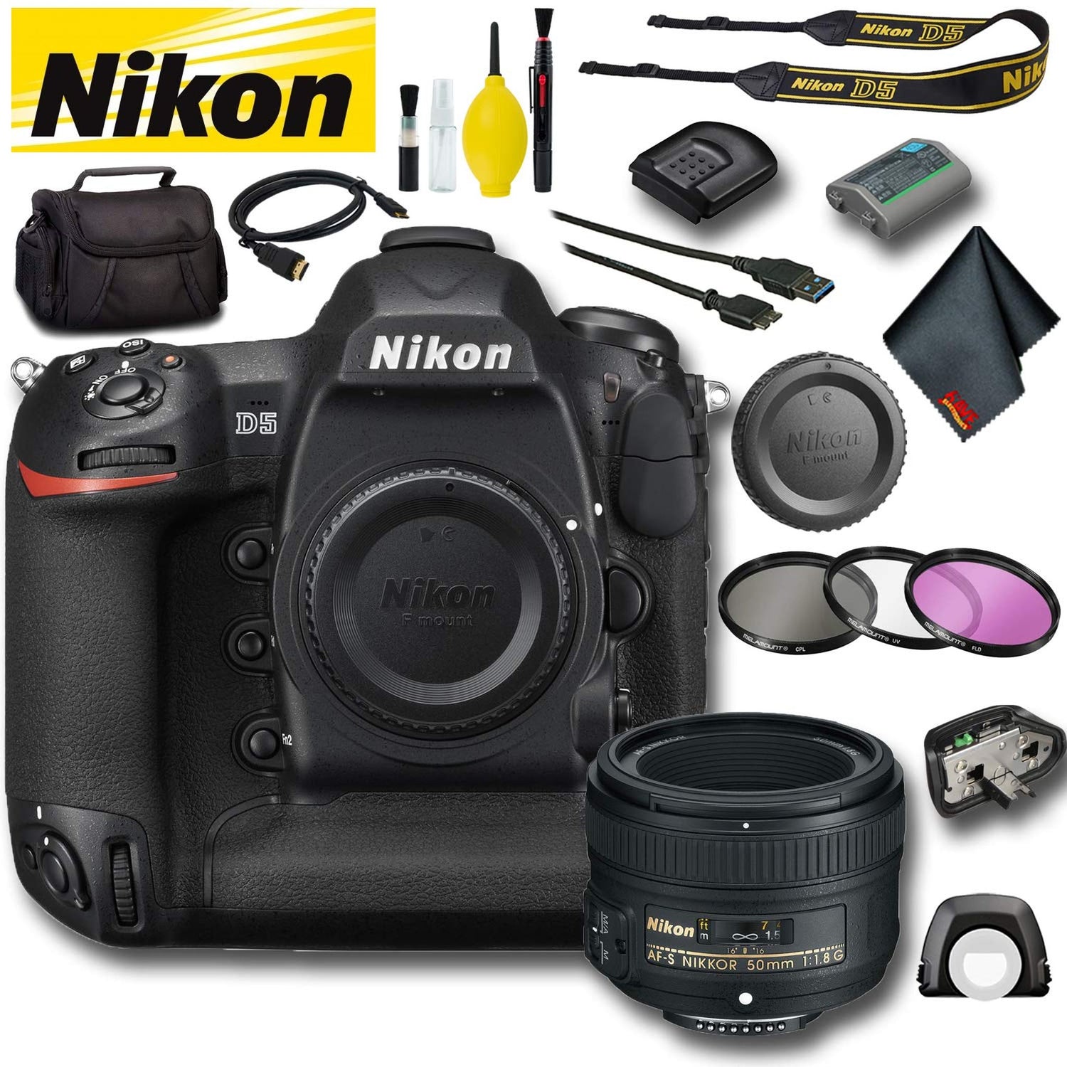 Nikon D5 DSLR Camera (Dual XQD Slots) (International Model) Standard Bundle
