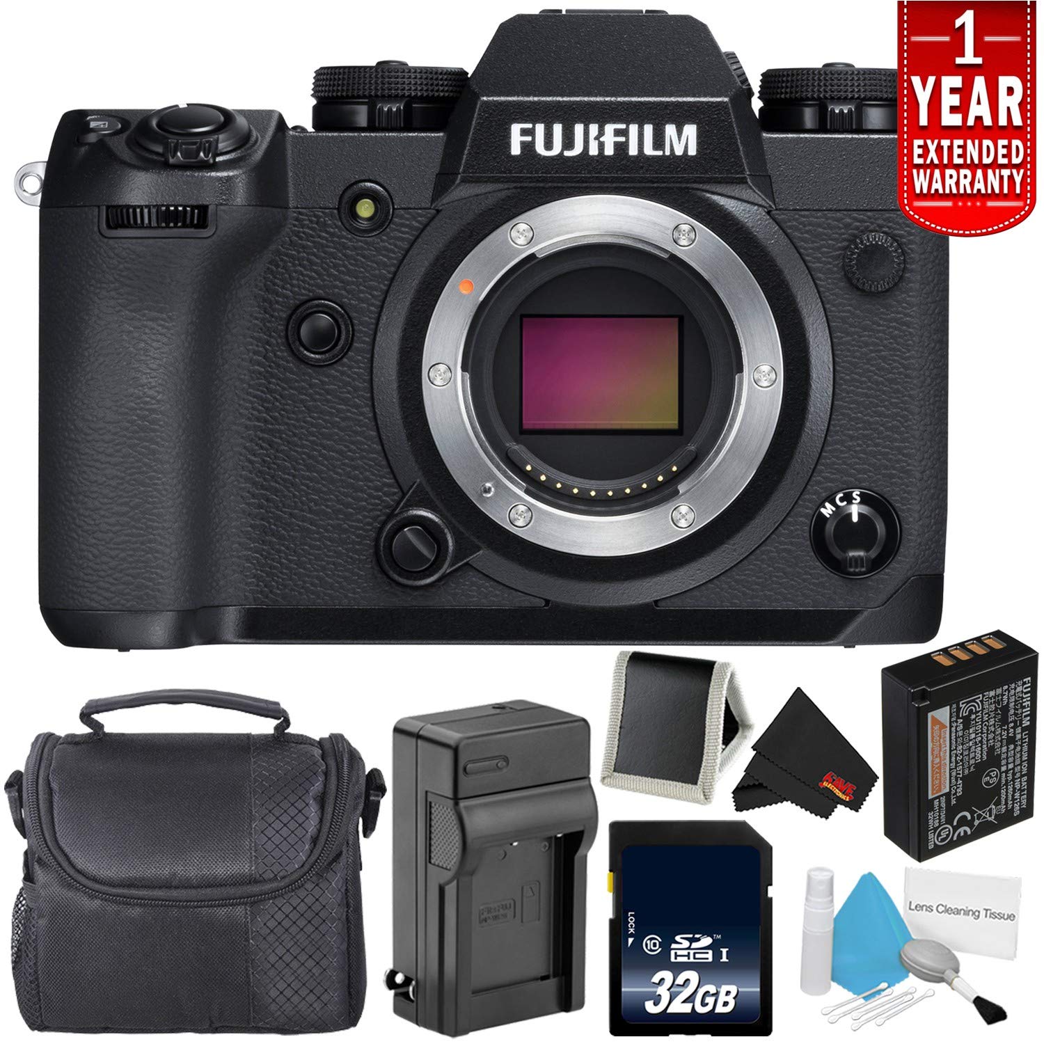 Fujifilm X-H1 Mirrorless Digital Camera (Body Only, 16568731) Bundle with 32GB Memory Card