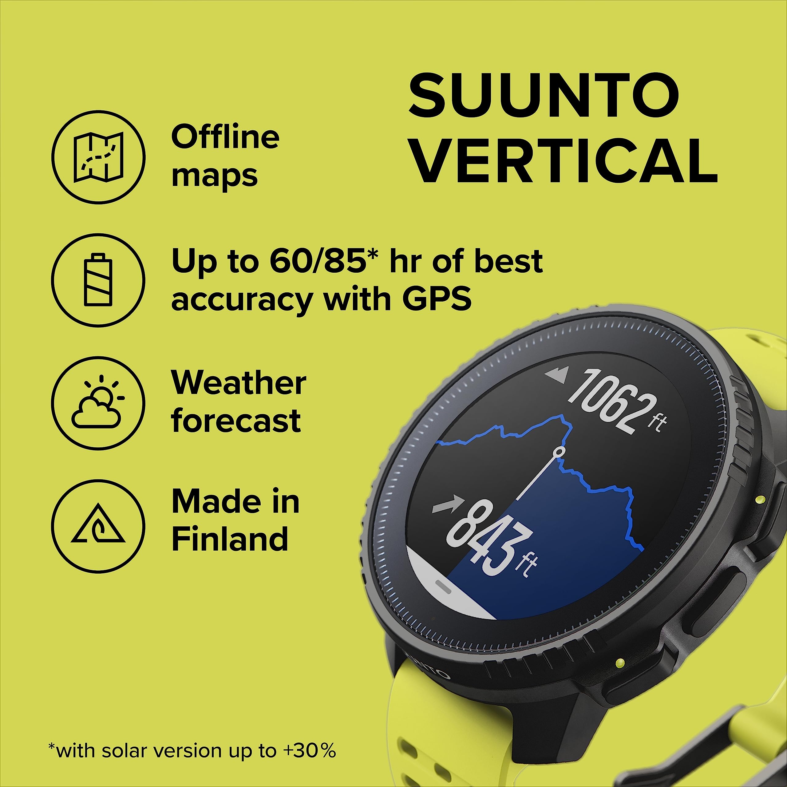 SUUNTO Vertical: Adventure GPS Watch, Large Screen, Offline Maps,