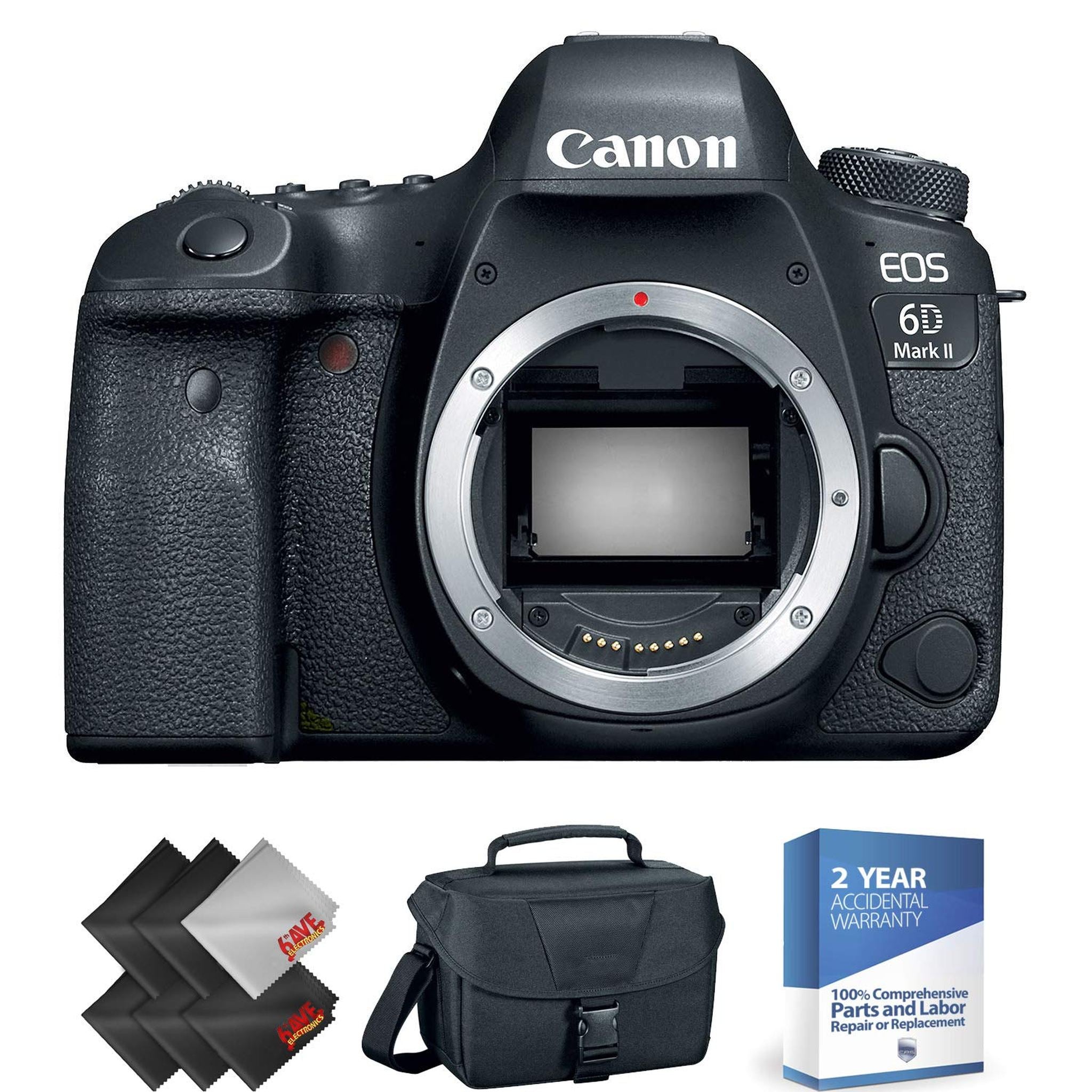 Canon EOS 6D Mark II DSLR Camera Body Only + 2 Year Accidental Warranty Advanced Bundle