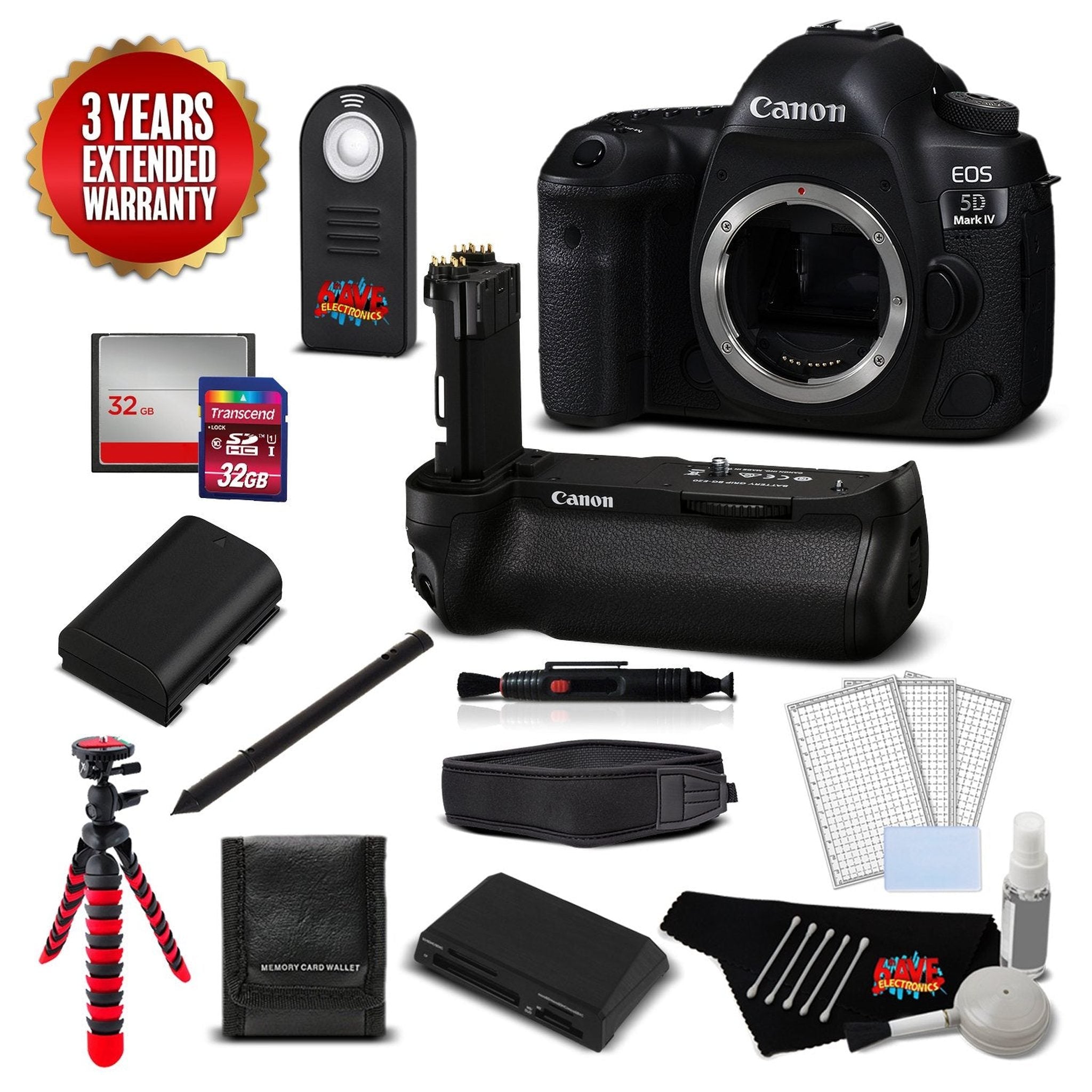 Canon EOS 5D Mark IV DSLR Camera International Version Body Only + Canon BG-E20 Battery Grip Kit Canon