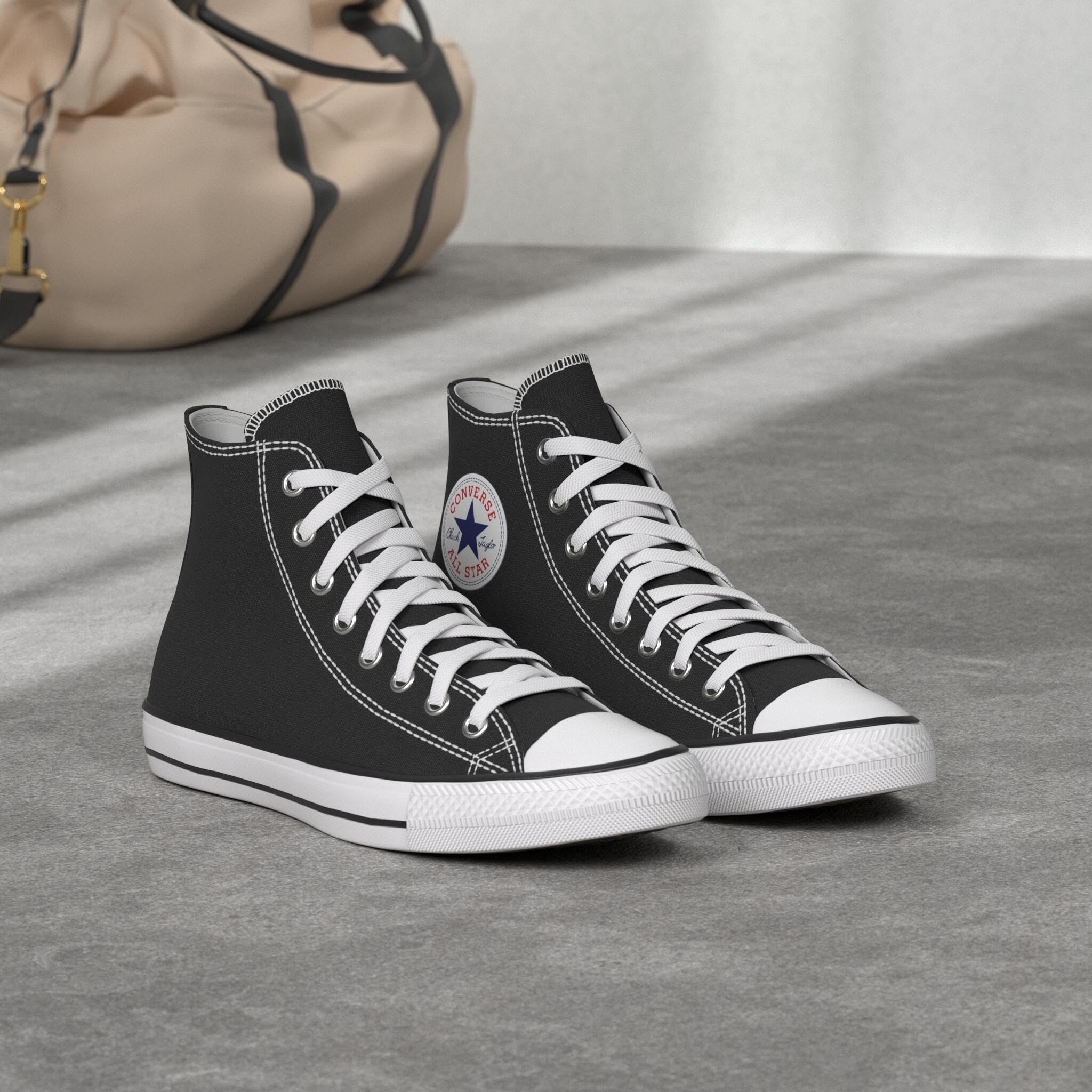 Converse Chuck Taylor All Star Canvas High Top,Black/White, 7.5 Women/5.5 Men