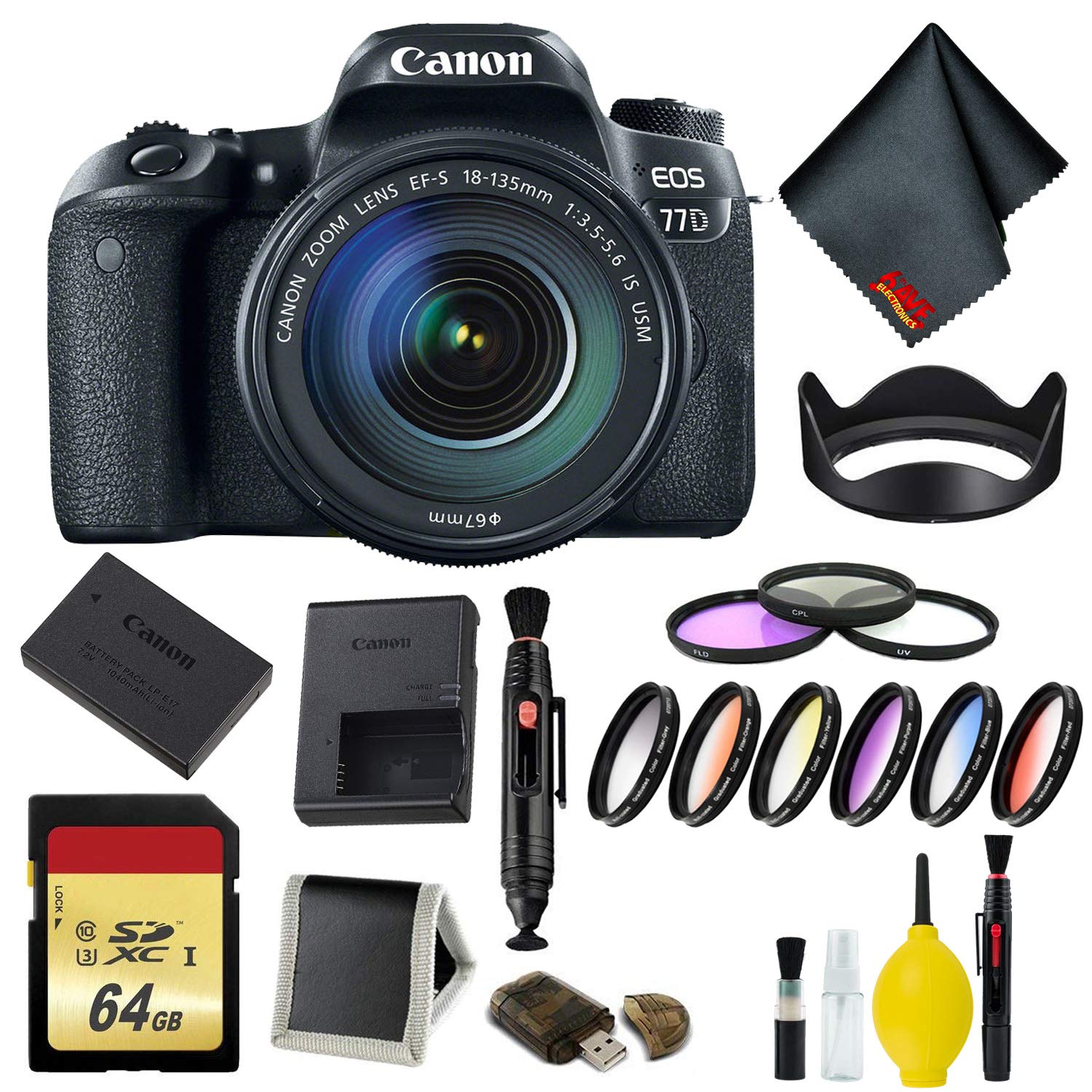 Canon EOS 77D DSLR Camera with 18-135mm USM Lens Complete Kit