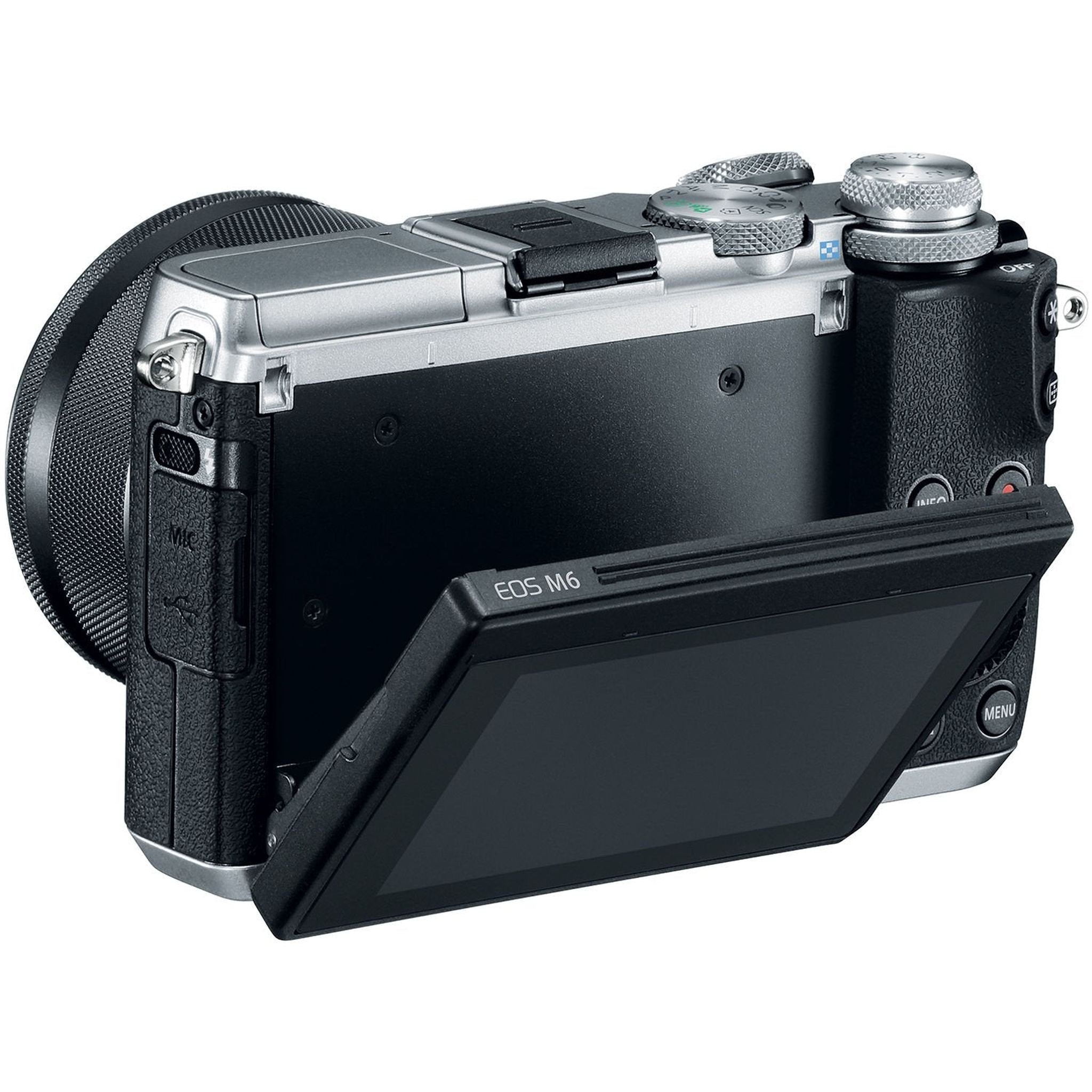 Canon EOS M6 Mirrorless Digital Camera Silver with EF-M 15-45mm is STM Lens + Flexible Tripod + UV Protection Filter + Canon