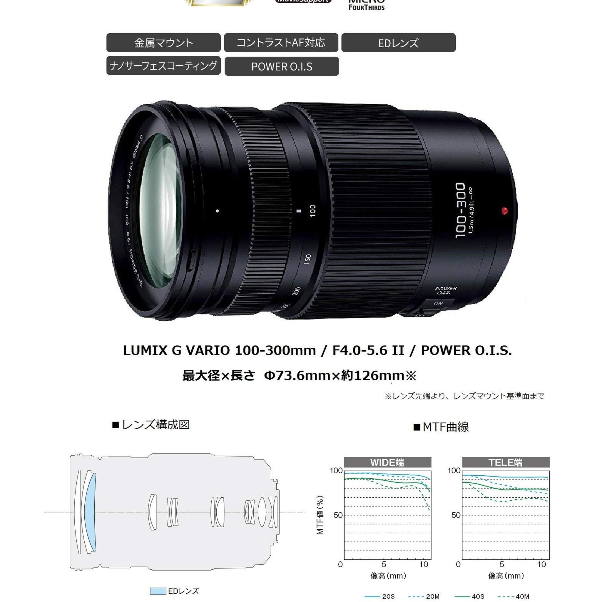 Panasonic Lumix G Vario 100-300mm f/4-5.6 II POWER O.I.S. Lens