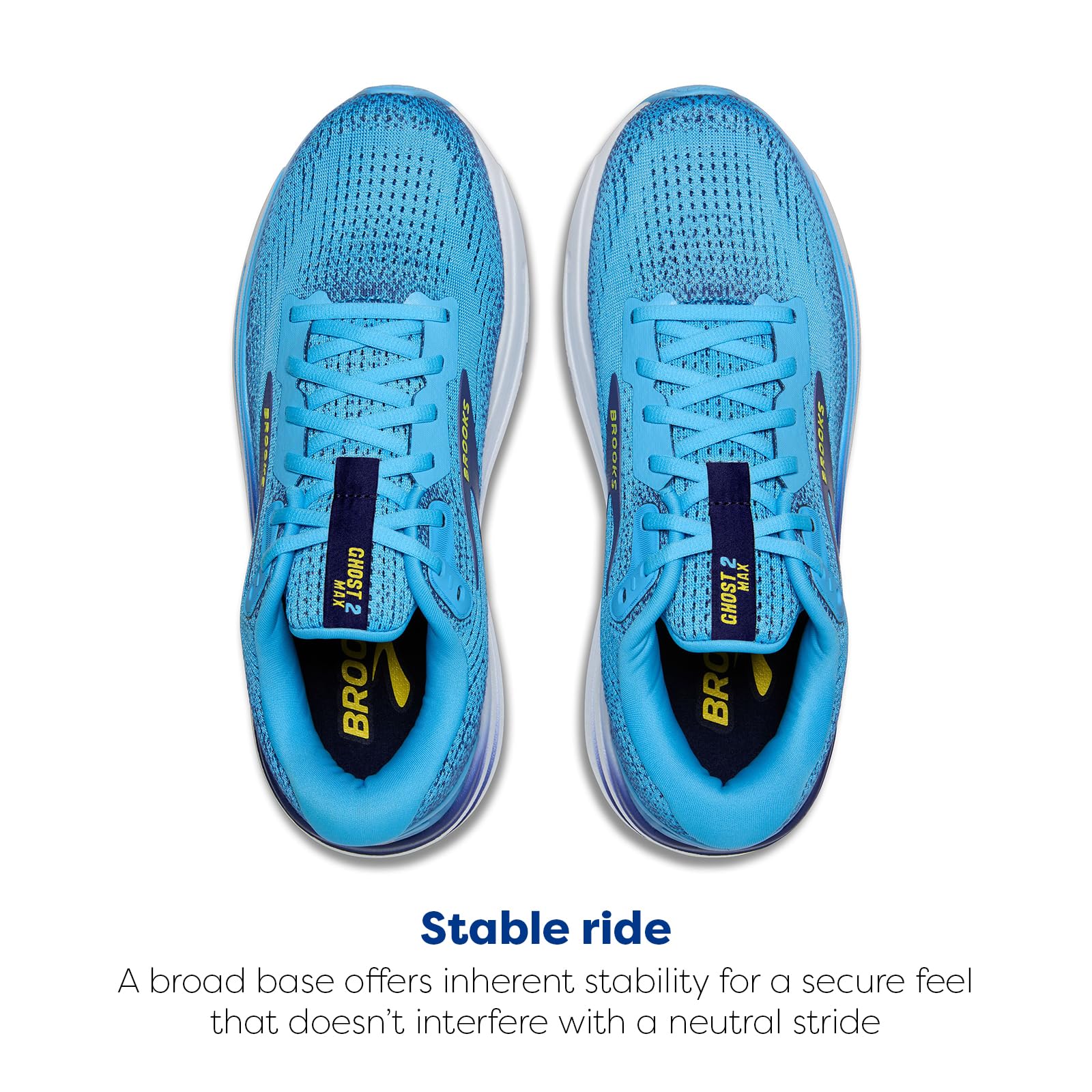 Brooks Men’s Ghost Max 2 Neutral Running & Walking Shoe - Bonnie Blue/Blue Ribbon/Yellow - 14 Medium