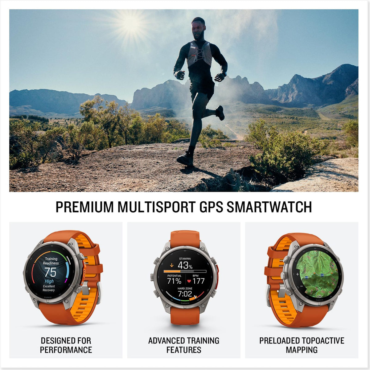 Garmin fēnix® 9 Pro, Titanium, 47mm, Autumn Orange/Spark Orange