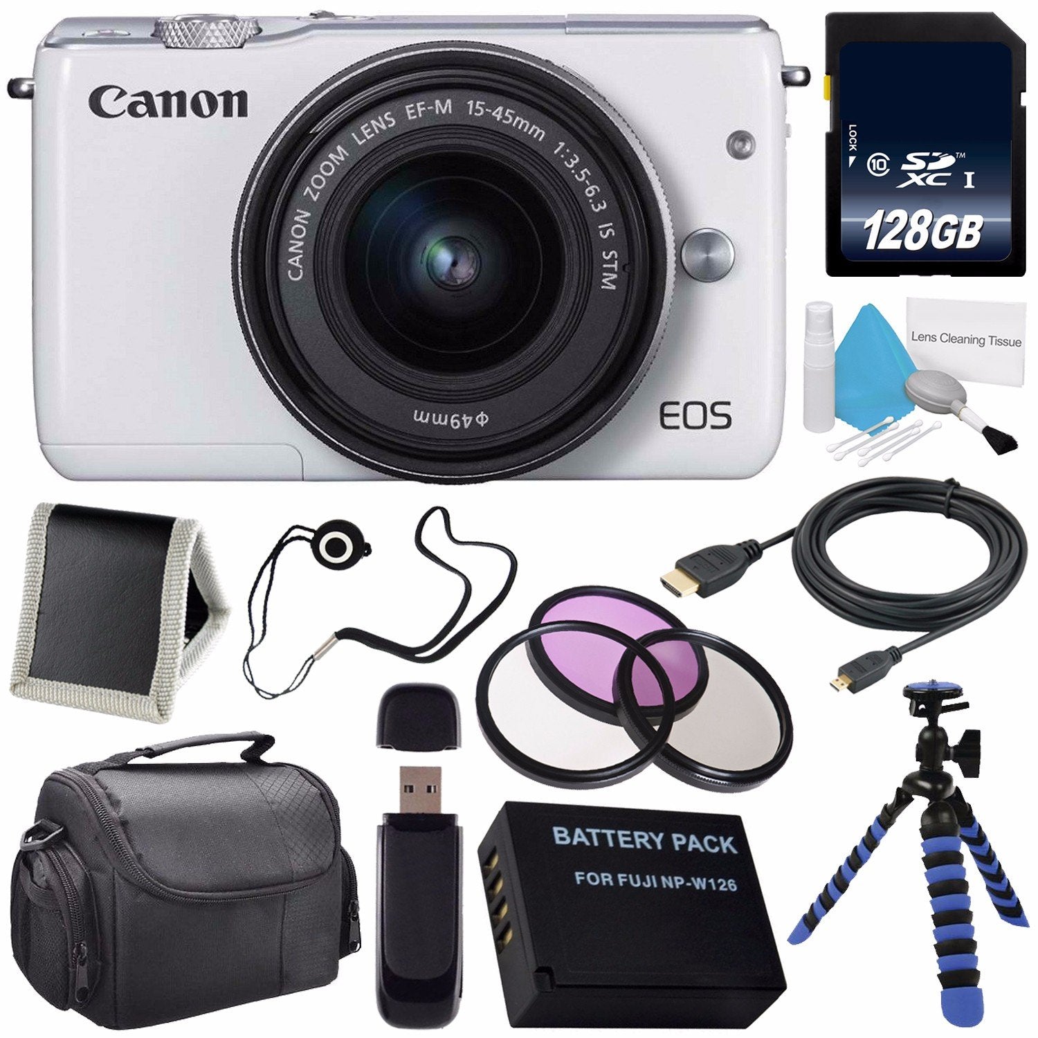 Canon EOS M3 Mark III 24.2 Mp Mirrorless Camera w/ 15-45 STM Lens (International Model) (White) + LP-E17 Replacement Lit